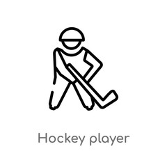 outline hockey player vector icon. isolated black simple line element illustration from hockey concept. editable vector stroke hockey player icon on white background