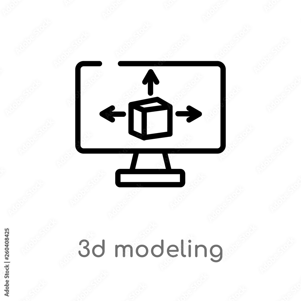 Poster outline 3d modeling vector icon. isolated black simple line element illustration from general-1 conc