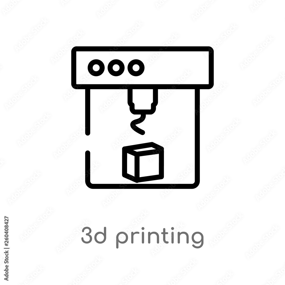 Poster outline 3d printing vector icon. isolated black simple line element illustration from general-1 conc