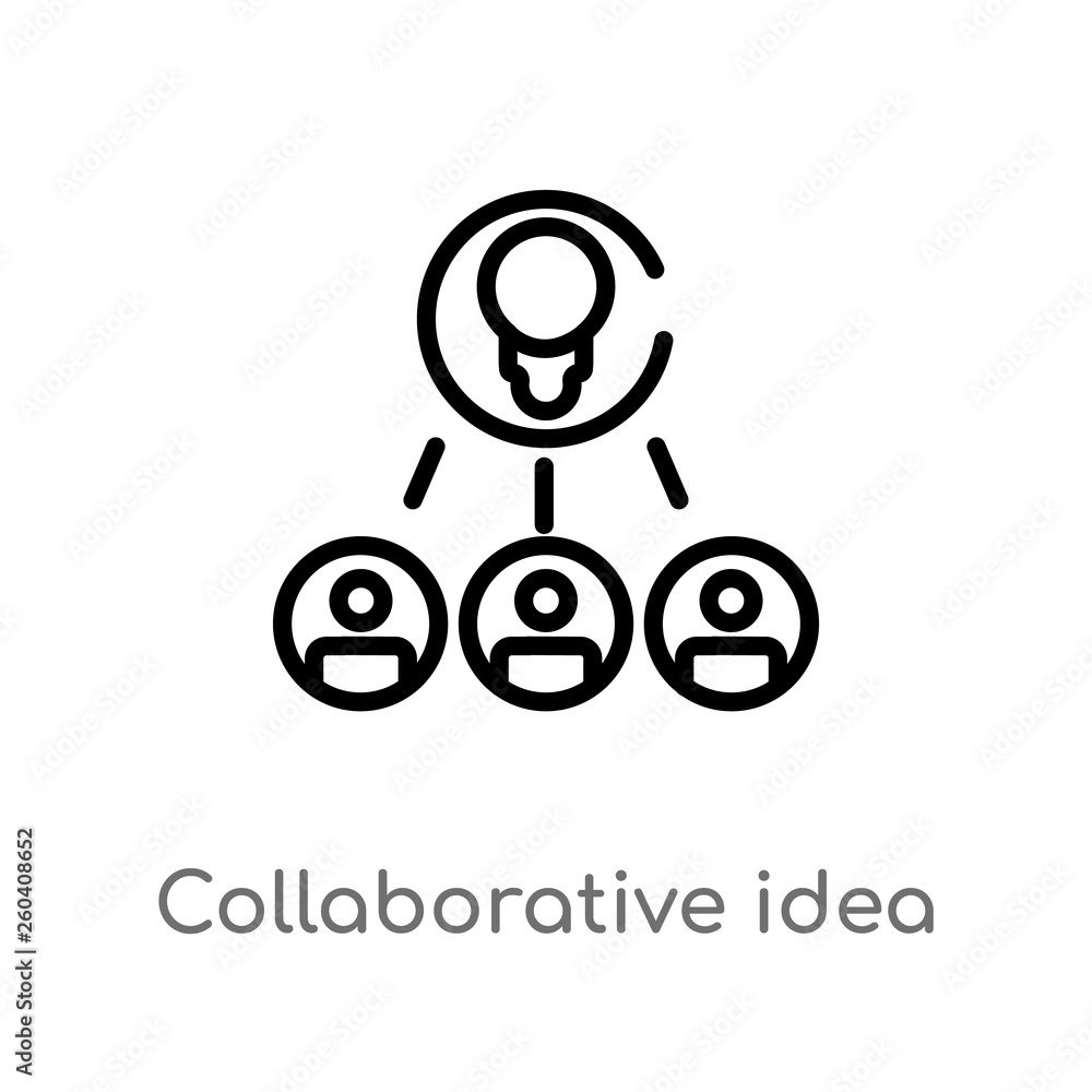 Poster outline collaborative idea vector icon. isolated black simple line element illustration from general