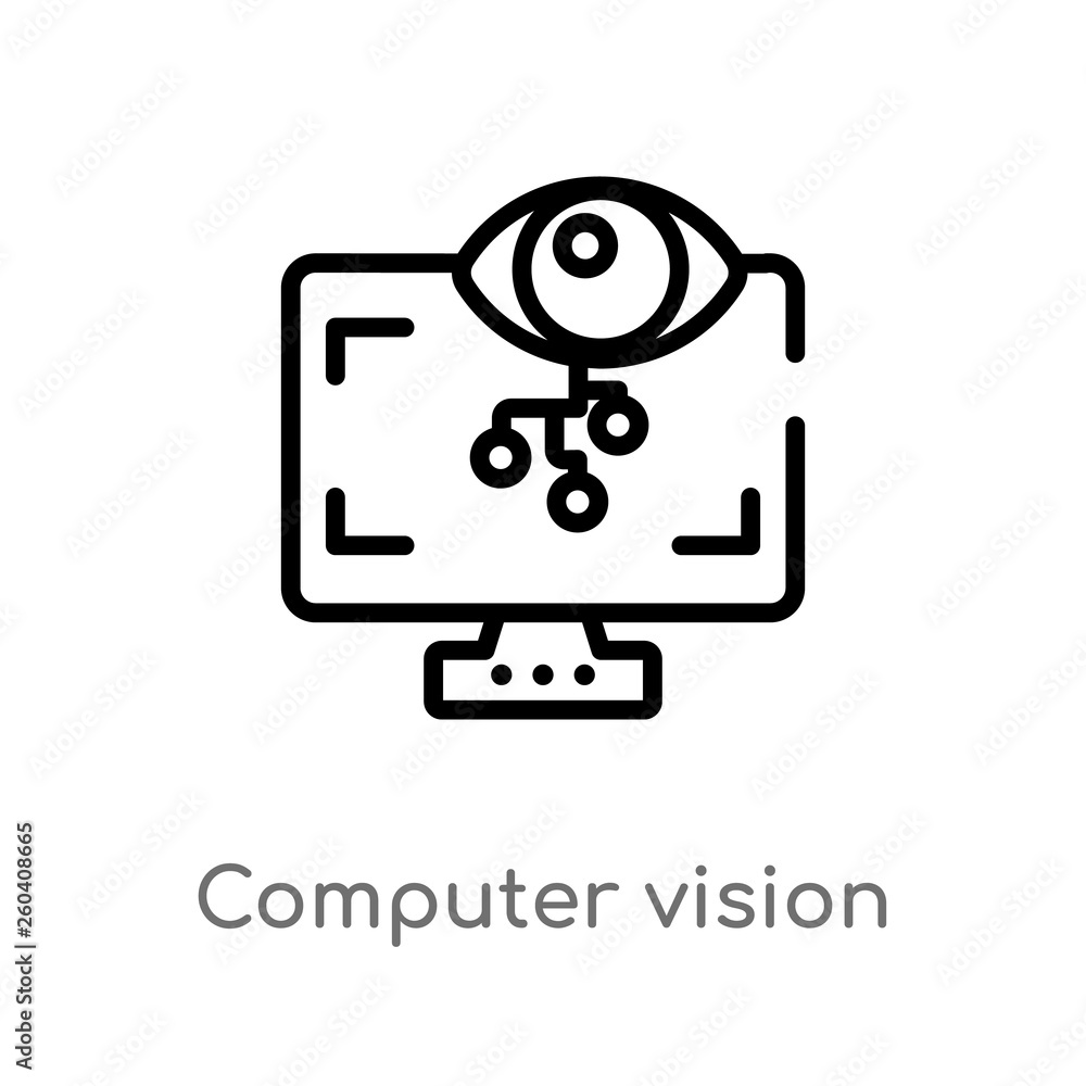 Aufkleber outline computer vision vector icon. isolated black simple line element illustration from general-1 