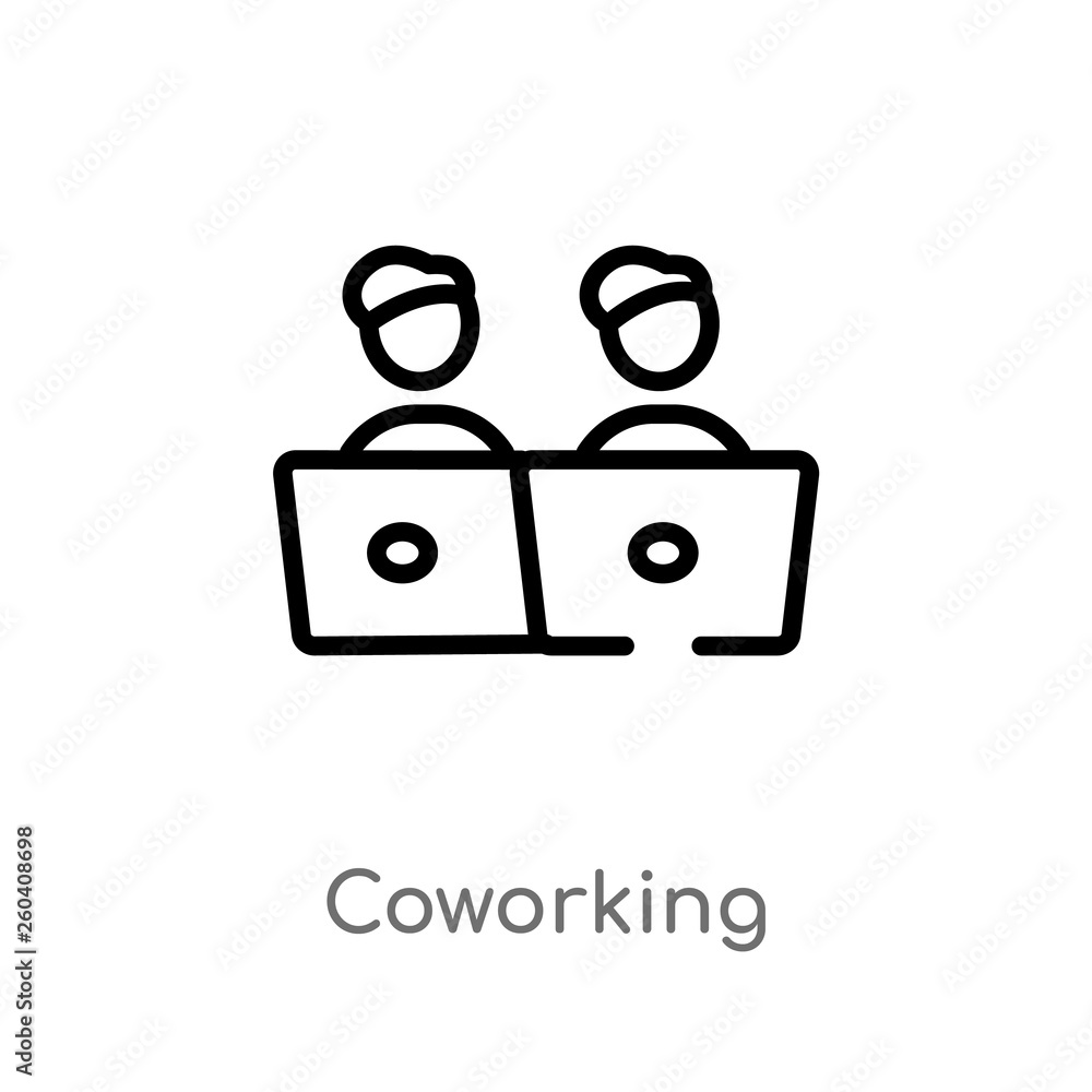 Poster outline coworking vector icon. isolated black simple line element illustration from general-1 concep
