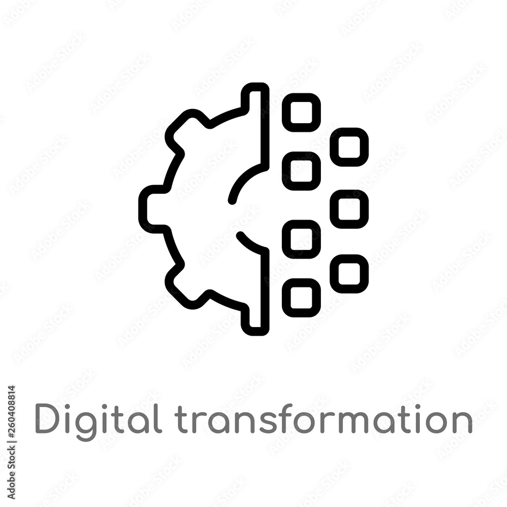 Poster outline digital transformation vector icon. isolated black simple line element illustration from gen