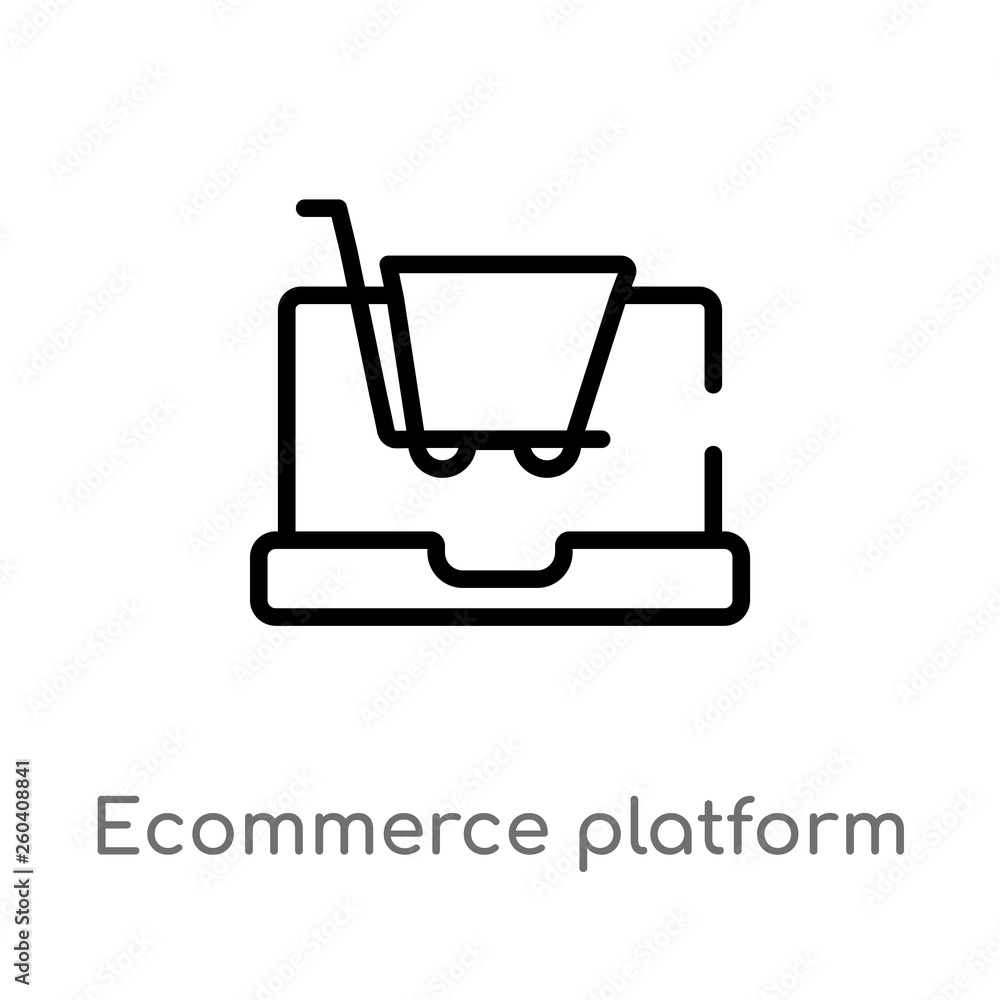 Aufkleber outline ecommerce platform vector icon. isolated black simple line element illustration from general