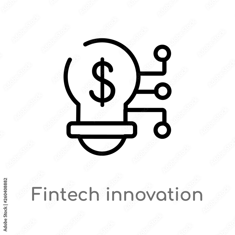 Poster outline fintech innovation vector icon. isolated black simple line element illustration from general