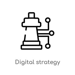 outline digital strategy vector icon. isolated black simple line element illustration from general-1 concept. editable vector stroke digital strategy icon on white background