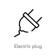 outline electric plug vector icon. isolated black simple line element illustration from general-1 concept. editable vector stroke electric plug icon on white background