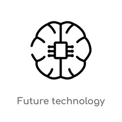 outline future technology vector icon. isolated black simple line element illustration from general-1 concept. editable vector stroke future technology icon on white background