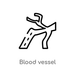 outline blood vessel vector icon. isolated black simple line element illustration from human body parts concept. editable vector stroke blood vessel icon on white background