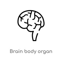 outline brain body organ vector icon. isolated black simple line element illustration from human body parts concept. editable vector stroke brain body organ icon on white background