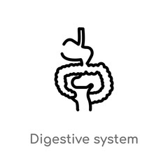 outline digestive system vector icon. isolated black simple line element illustration from human body parts concept. editable vector stroke digestive system icon on white background
