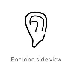 outline ear lobe side view vector icon. isolated black simple line element illustration from human body parts concept. editable vector stroke ear lobe side view icon on white background