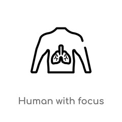 outline human with focus on the lungs vector icon. isolated black simple line element illustration from human body parts concept. editable vector stroke human with focus on the lungs icon on white