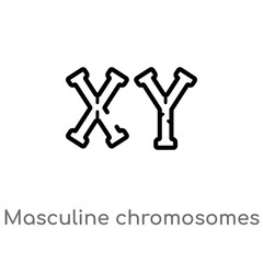 outline masculine chromosomes vector icon. isolated black simple line element illustration from human body parts concept. editable vector stroke masculine chromosomes icon on white background