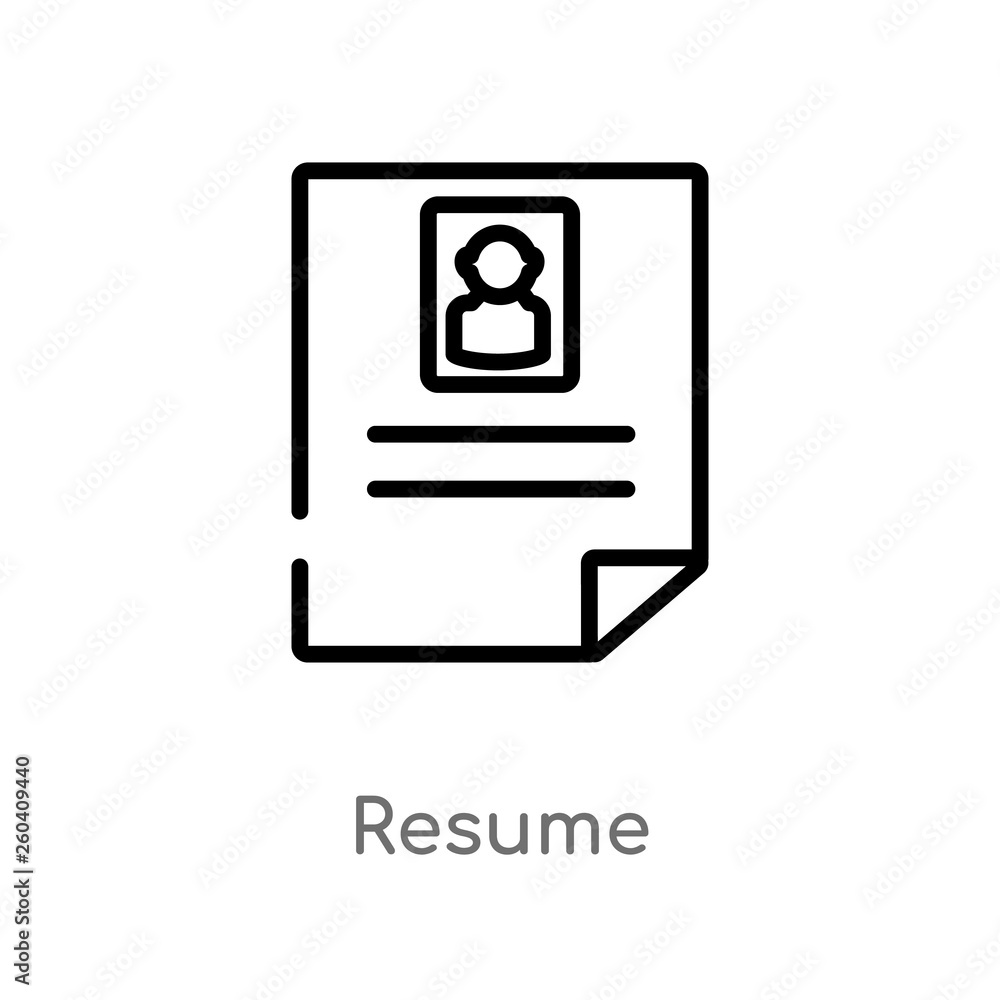 Poster outline resume vector icon. isolated black simple line element illustration from human resources con