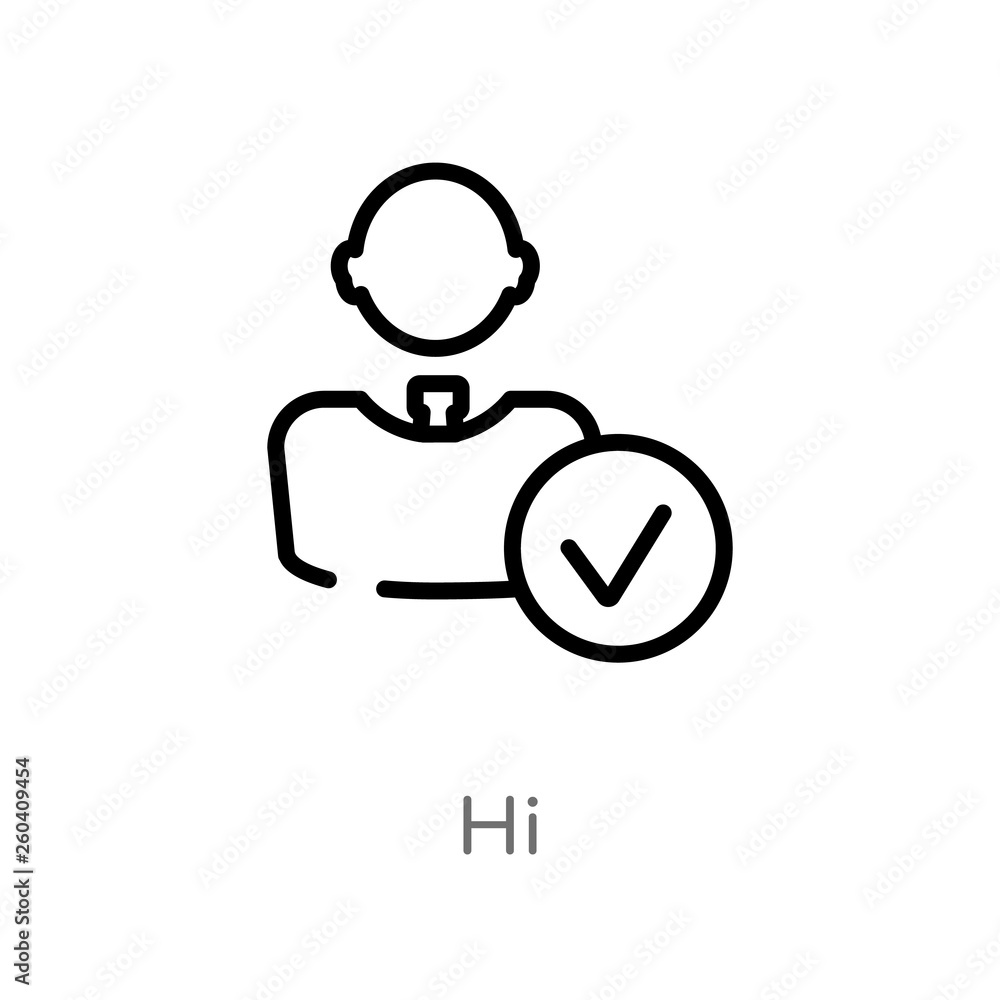 Poster outline hi vector icon. isolated black simple line element illustration from human resources concept