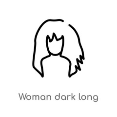 outline woman dark long hair vector icon. isolated black simple line element illustration from human body parts concept. editable vector stroke woman dark long hair icon on white background