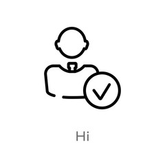 outline hi vector icon. isolated black simple line element illustration from human resources concept. editable vector stroke hi icon on white background