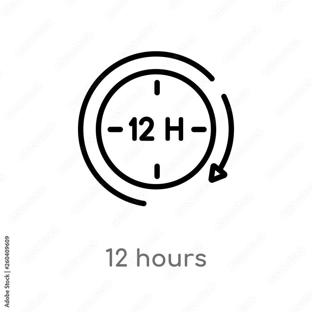 Poster outline 12 hours vector icon. isolated black simple line element illustration from human resources c