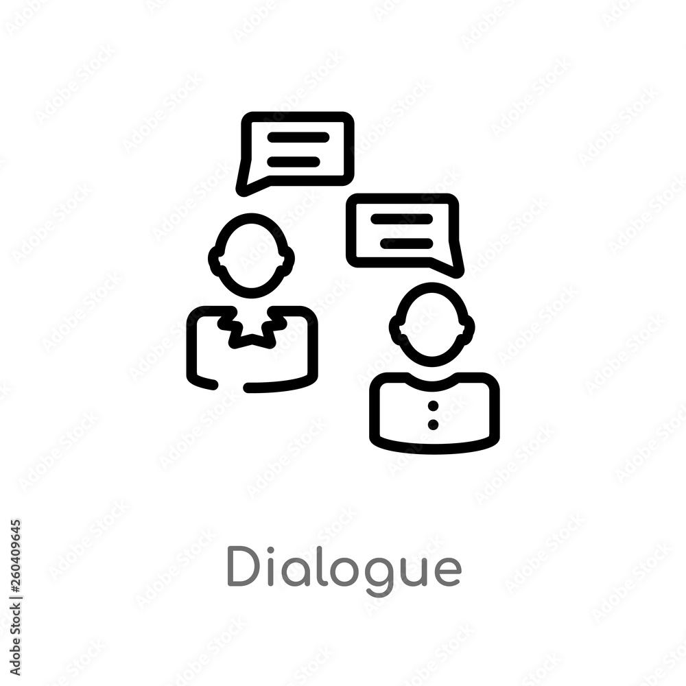 Poster outline dialogue vector icon. isolated black simple line element illustration from human resources c