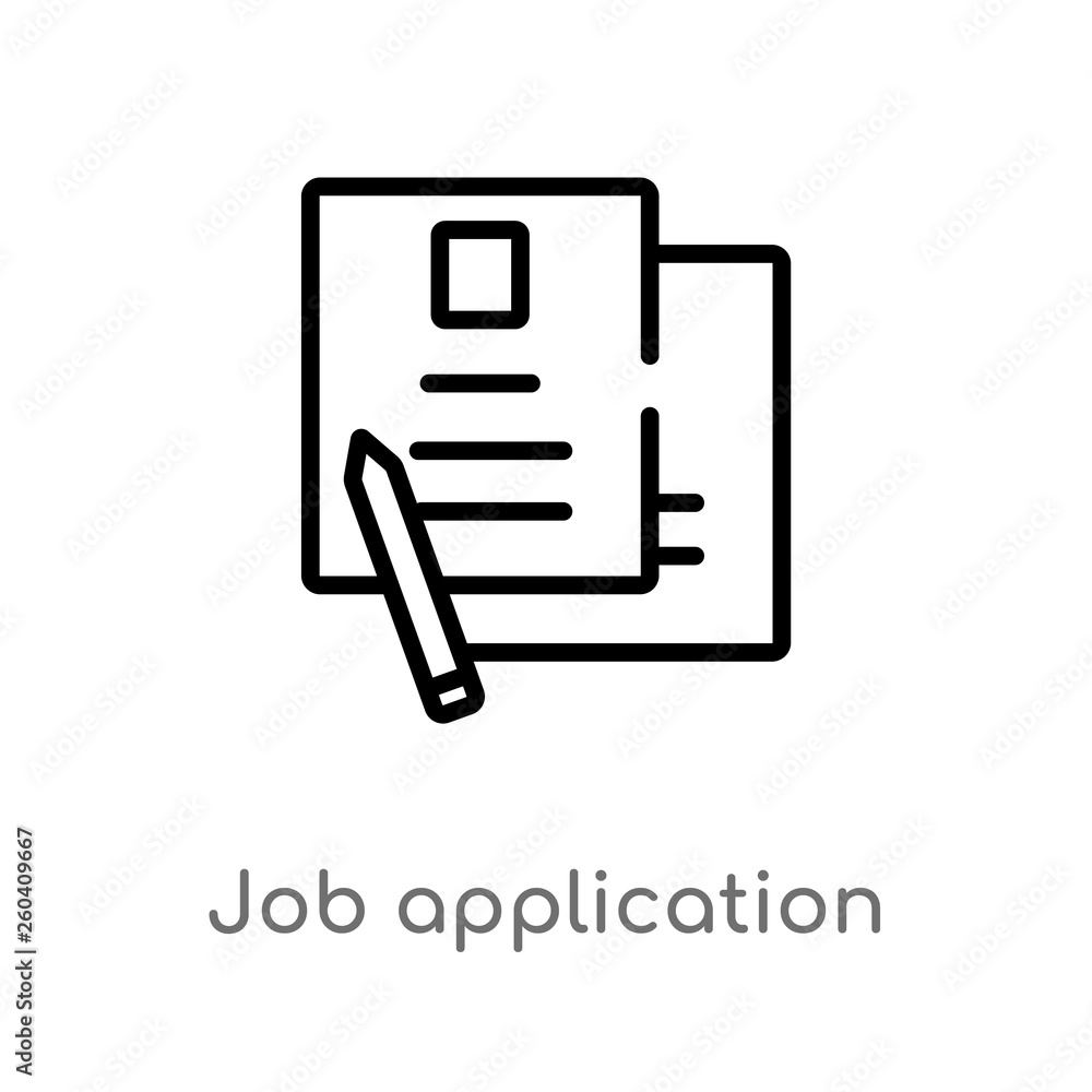 Poster outline job application vector icon. isolated black simple line element illustration from human reso