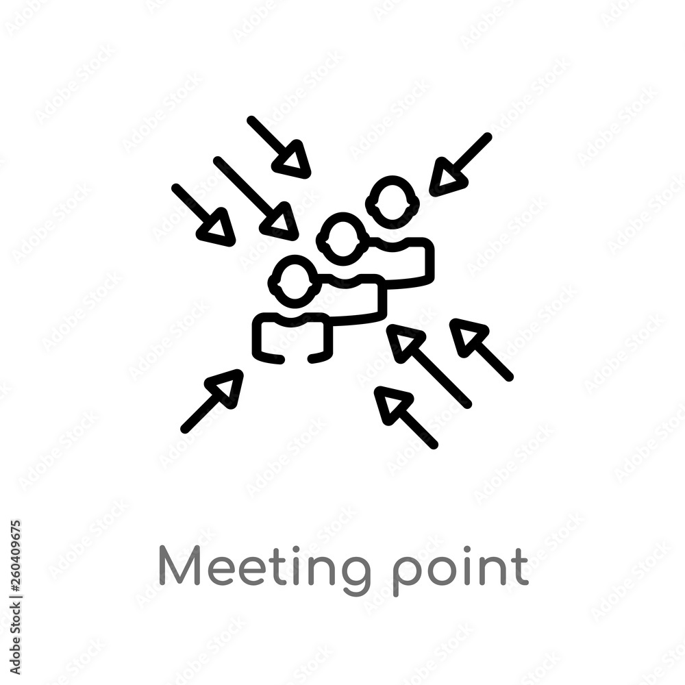 Aufkleber outline meeting point vector icon. isolated black simple line element illustration from human resour