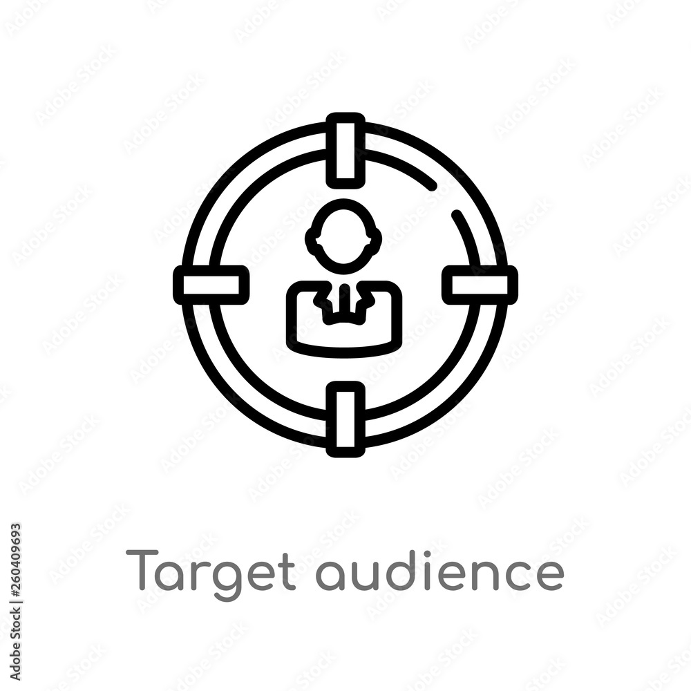 Aufkleber outline target audience vector icon. isolated black simple line element illustration from human reso