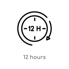 outline 12 hours vector icon. isolated black simple line element illustration from human resources concept. editable vector stroke 12 hours icon on white background