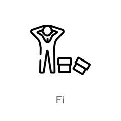 outline fi vector icon. isolated black simple line element illustration from human resources concept. editable vector stroke fi icon on white background