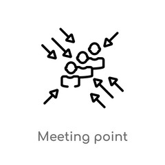 outline meeting point vector icon. isolated black simple line element illustration from human resources concept. editable vector stroke meeting point icon on white background