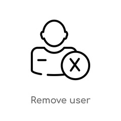 Fototapeta premium outline remove user vector icon. isolated black simple line element illustration from human resources concept. editable vector stroke remove user icon on white background