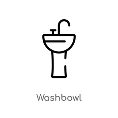 outline washbowl vector icon. isolated black simple line element illustration from hygiene concept. editable vector stroke washbowl icon on white background