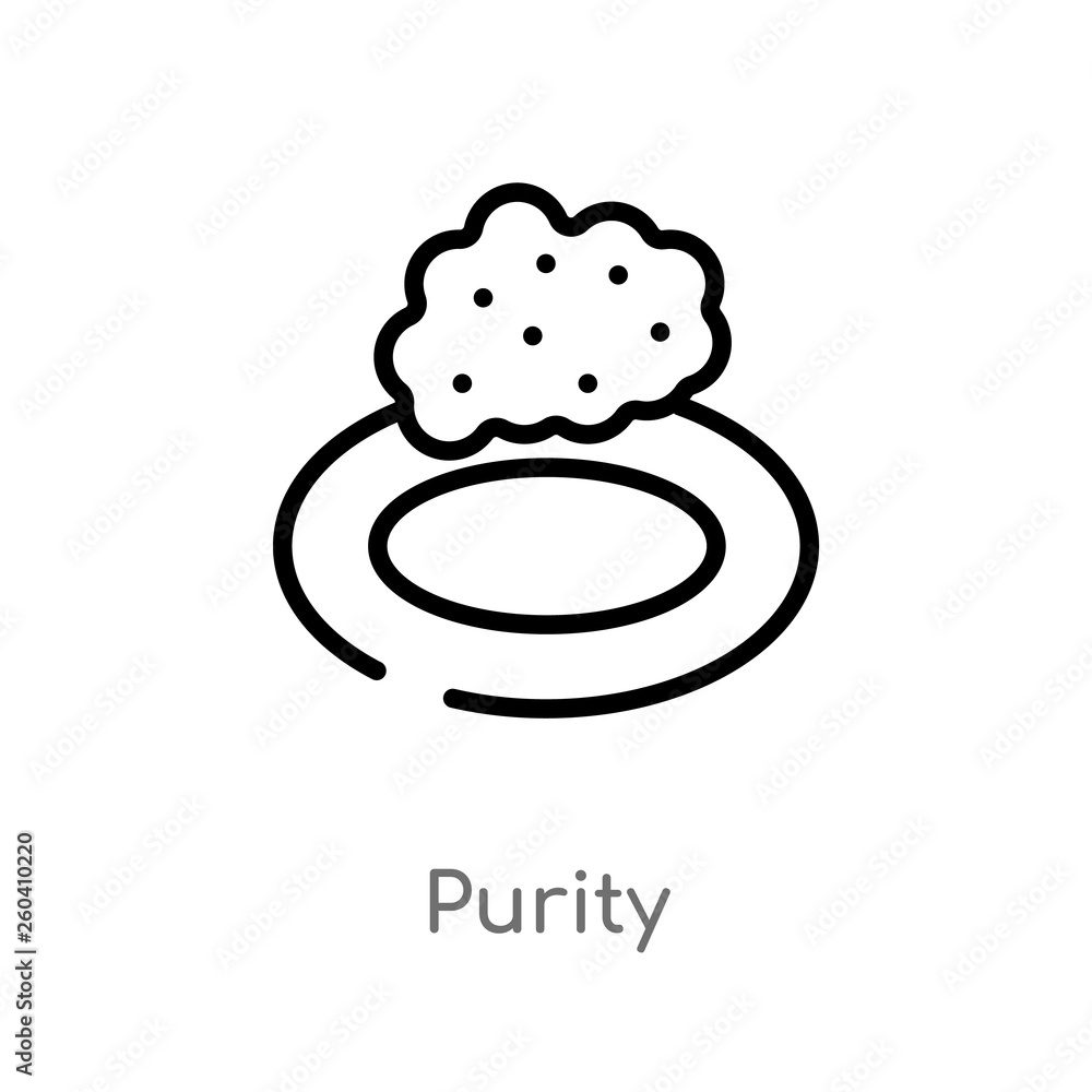 Poster outline purity vector icon. isolated black simple line element illustration from hygiene concept. ed