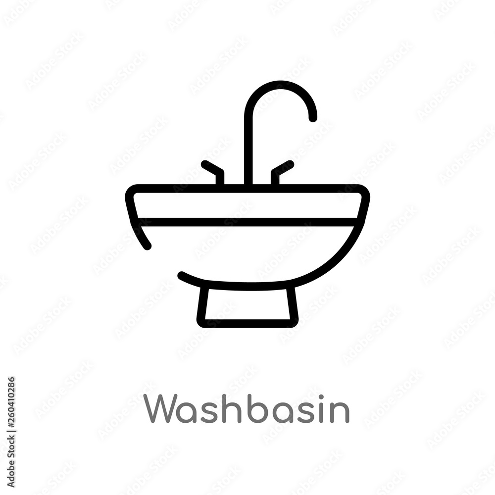 Poster outline washbasin vector icon. isolated black simple line element illustration from hygiene concept.