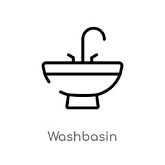 outline washbasin vector icon. isolated black simple line element illustration from hygiene concept. editable vector stroke washbasin icon on white background