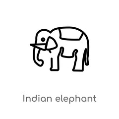 outline indian elephant vector icon. isolated black simple line element illustration from india concept. editable vector stroke indian elephant icon on white background