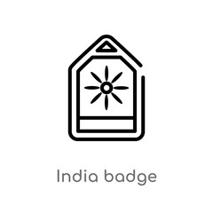 outline india badge vector icon. isolated black simple line element illustration from india concept. editable vector stroke india badge icon on white background