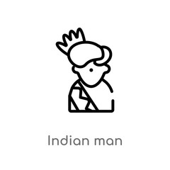 outline indian man vector icon. isolated black simple line element illustration from india concept. editable vector stroke indian man icon on white background