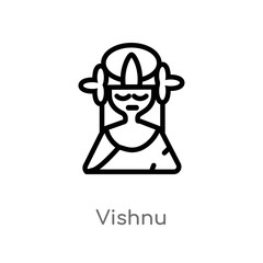 outline vishnu vector icon. isolated black simple line element illustration from india concept. editable vector stroke vishnu icon on white background