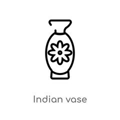outline indian vase vector icon. isolated black simple line element illustration from india concept. editable vector stroke indian vase icon on white background