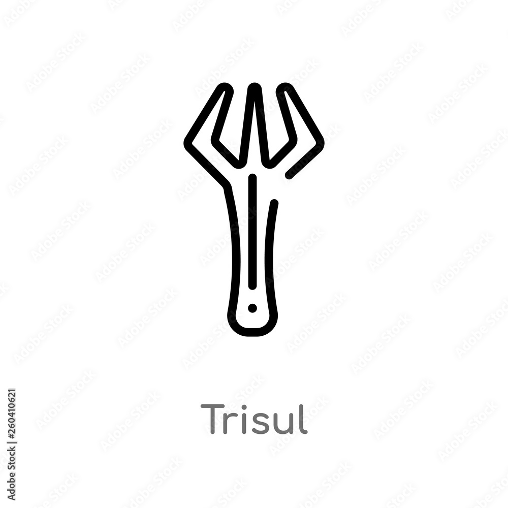 Poster outline trisul vector icon. isolated black simple line element illustration from india concept. edit