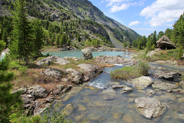The beauty of the Altai Mountains in summer in good weather.