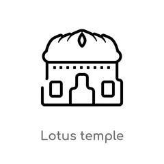 outline lotus temple vector icon. isolated black simple line element illustration from india concept. editable vector stroke lotus temple icon on white background