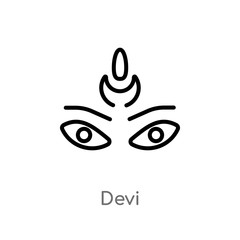 outline devi vector icon. isolated black simple line element illustration from india concept. editable vector stroke devi icon on white background