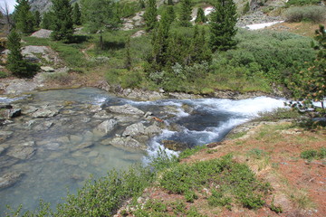 The beauty of the Altai Mountains in summer in good weather.