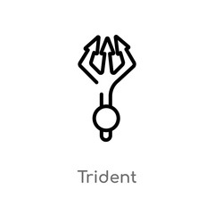 outline trident vector icon. isolated black simple line element illustration from india concept. editable vector stroke trident icon on white background