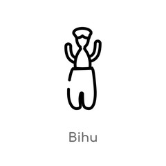 outline bihu vector icon. isolated black simple line element illustration from india concept. editable vector stroke bihu icon on white background