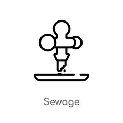 outline sewage vector icon. isolated black simple line element illustration from industry concept. editable vector stroke sewage icon on white background