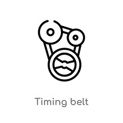 outline timing belt vector icon. isolated black simple line element illustration from industry concept. editable vector stroke timing belt icon on white background