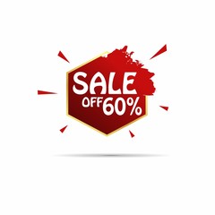 sale off 60% sign with hexagonal red label Design vector 36.zip